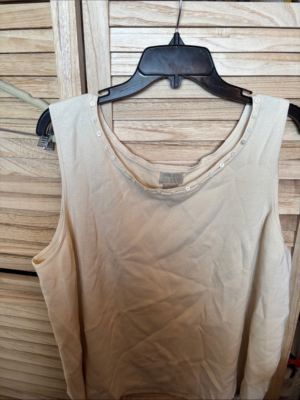 Sigrid Olsen Scoop Neck Sleeveless Tank with Button Accents 3X